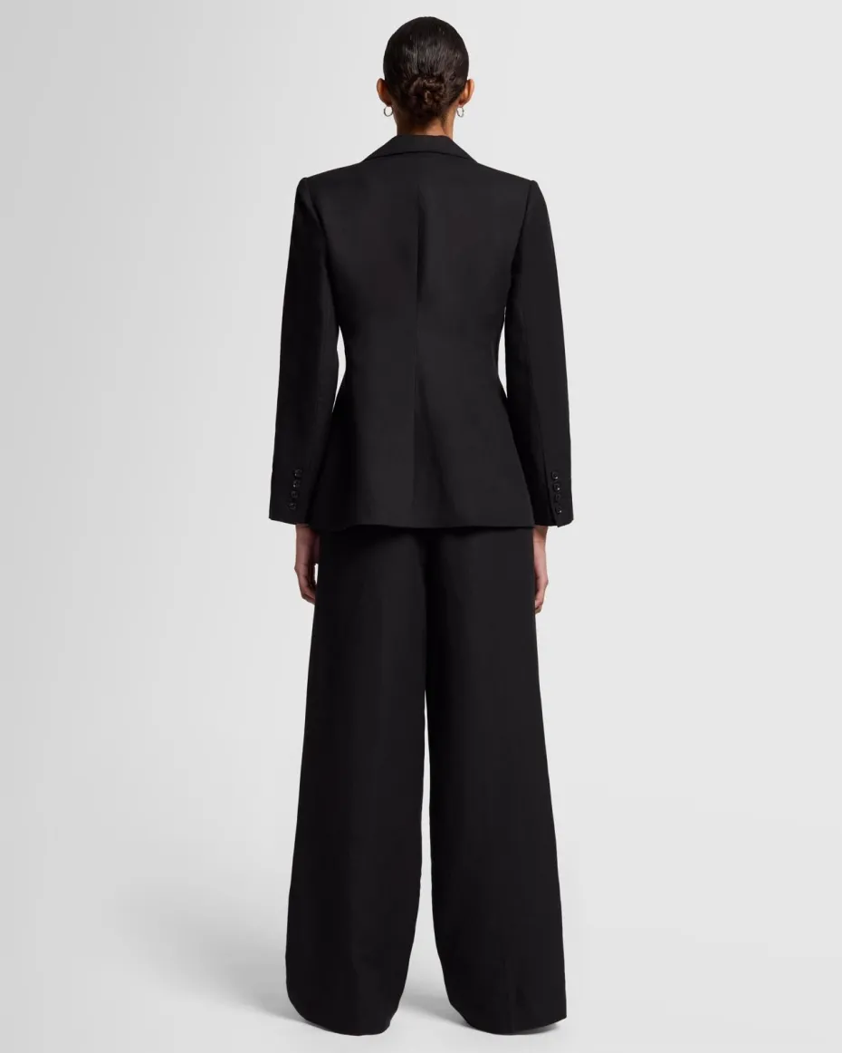 Linen Blend Blazer in Black