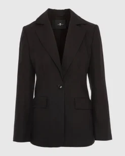 Linen Blend Blazer in Black