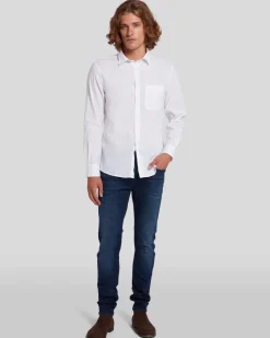 Linen Blend Button Up Shirt in White