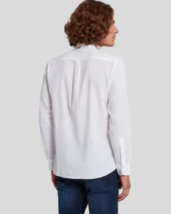 Linen Blend Button Up Shirt in White