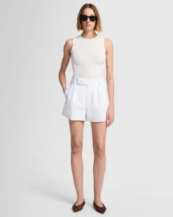 Linen Blend Pleated Short in Leopard Print