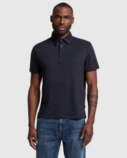 Linen Blend Polo in Ocean Floor