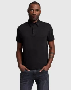 Linen Blend Polo in Ocean Floor