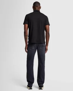 Linen Blend Polo in Ocean Floor