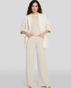 Linen-Blend Blazer in Bone