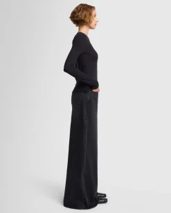 Long Sleeve High Neck Top in Milk