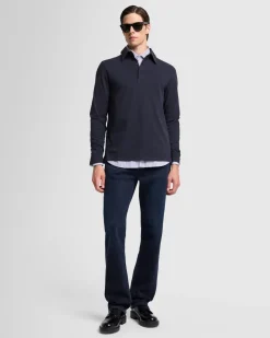 Long Sleeve Polo in Navy