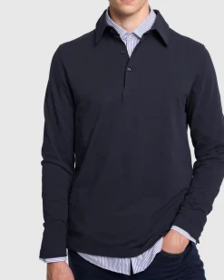 Long Sleeve Polo in Navy