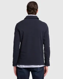 Long Sleeve Polo in Navy