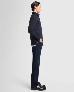 Long Sleeve Polo in Navy