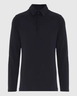 Long Sleeve Polo in Navy