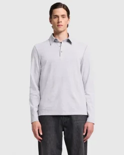 Long Sleeve Polo in Navy