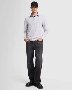 Long Sleeve Polo in Navy