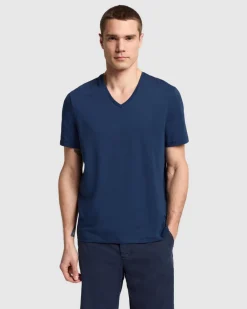 Luxe Performance V-Neck Tee in Seastar