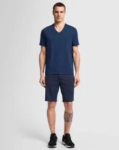 Luxe Performance V-Neck Tee in Seastar