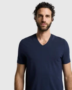 Luxe Performance V-Neck Tee in Seastar