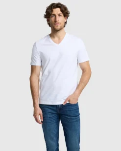 Luxe Performance V-Neck Tee in Seastar