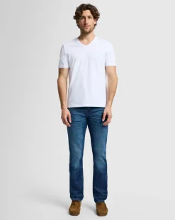 Luxe Performance V-Neck Tee in Seastar