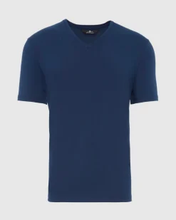 Luxe Performance V-Neck Tee in Seastar