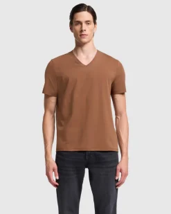 Luxe Performance V-Neck Tee in Seastar