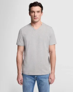 Luxe Performance V-Neck Tee in Grey Melange