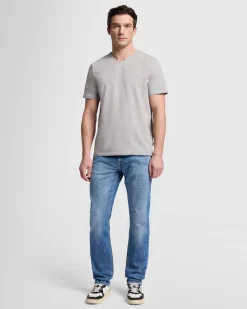 Luxe Performance V-Neck Tee in Grey Melange