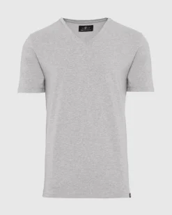 Luxe Performance V-Neck Tee in Grey Melange