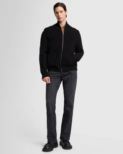 Luxe Performance Zip Sweater in Black