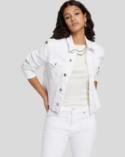 Luxe Vintage Classic Trucker With Cut Hem In Soleil