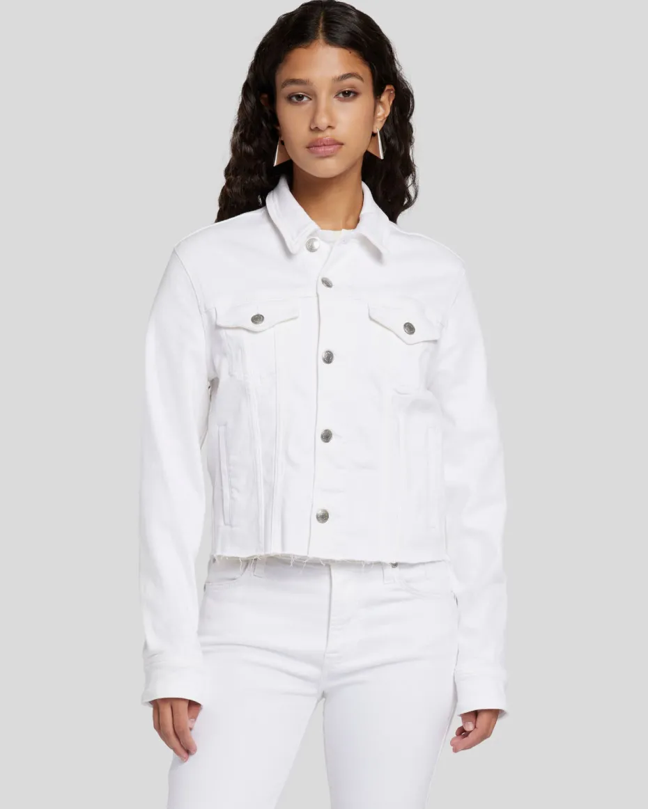 Luxe Vintage Classic Trucker With Cut Hem In Soleil