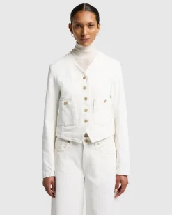 MANKIND Collarless Jacket in Vintage White