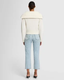 Merino Half Zip Sweater in Off White