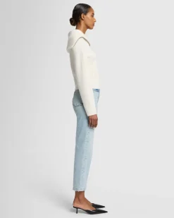 Merino Half Zip Sweater in Off White