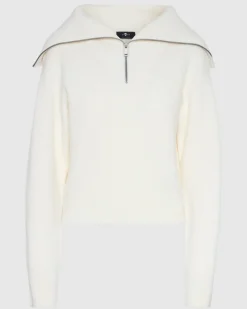 Merino Half Zip Sweater in Off White