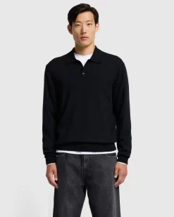 Merino Polo in Black