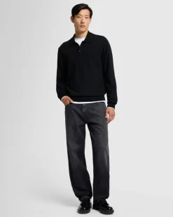 Merino Polo in Black