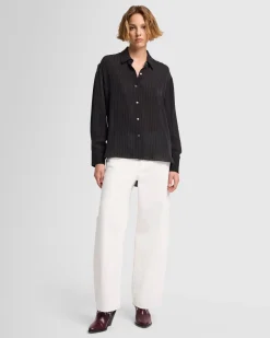 Oversized Button Up in Pinstripes