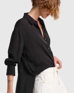 Oversized Button Up in Pinstripes