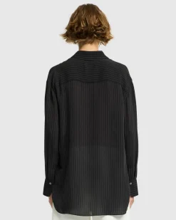 Oversized Button Up in Pinstripes