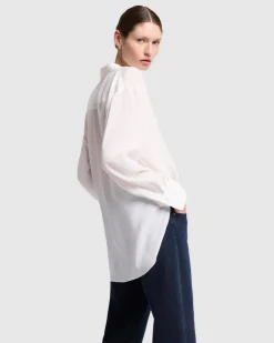 Oversized Silk Button Up in Off White