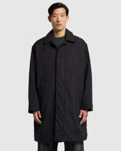 Padded Nylon Coat in Black