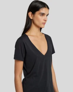 Pima Cotton Easy V-Neck Tee in Moonless Night