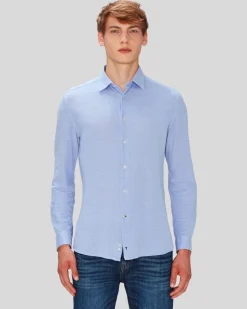 Pique Knit Button Down in Light Blue