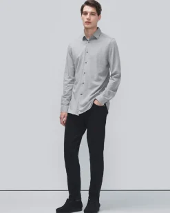 Pique Knit Button Down in Light Blue