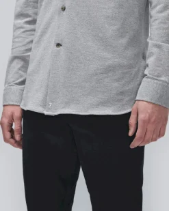 Pique Knit Button Down in Light Blue