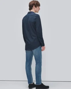 Pique Knit Button Down in Light Blue