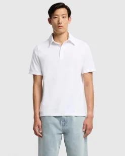 Pique Knit Polo in White