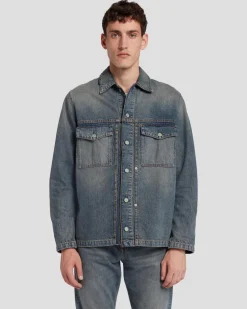 Pleated Overshirt in Earth