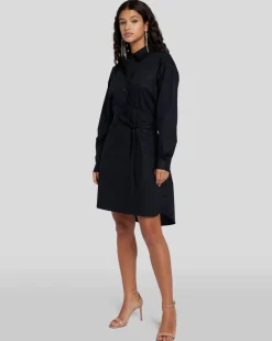 Poplin Shirt Dress in Black