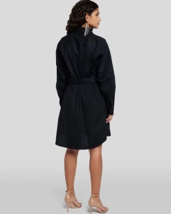 Poplin Shirt Dress in Black
